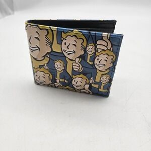 Fallout Wallet Mens Blue Vault Boy Bifold Faux Leather ID Card Holder Geek